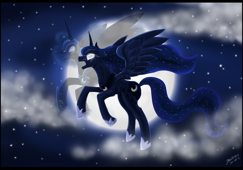 Size: 1500x1048 | Tagged: artist:shadowolfozo, derpibooru import, duality, moon, nightmare moon, princess luna, safe