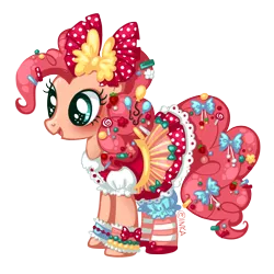 Size: 1004x1004 | Tagged: safe, artist:frogmakesart, derpibooru import, part of a set, pinkie pie, earth pony, pony, balloon, bow, candy, clothes, dress, food, lolita fashion, lollipop, simple background, socks, solo, strawberry, striped socks, transparent background, vector