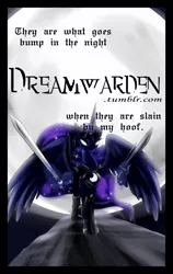 Size: 1216x1920 | Tagged: safe, artist:zedrin, derpibooru import, princess luna, ask, dreamwarden, solo, sword, tumblr, warrior luna, weapon