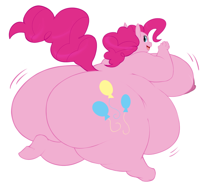 Size: 1300x1209 | Tagged: anthro, artist:redintravenous, artist:tawksi, ass, bbw, big breasts, breasts, busty pinkie pie, fat, female, huge breasts, impossibly large breasts, impossibly large butt, jiggle, morbidly obese, nipples, nudity, obese, piggy pie, pinkie pie, presenting, pudgy pie, questionable
