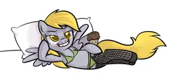 Size: 1123x494 | Tagged: suggestive, artist:corwin, artist:thex-plotion, derpibooru import, derpy hooves, pegasus, pony, bra, bra on pony, clothes, female, fishnets, grin, mare, muffin, pillow, seductive, side, smiling, stockings, sultry pose, underwear, vector