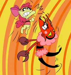 Size: 1280x1360 | Tagged: apple bloom, artist:corwin, blood, crossover, derpibooru import, him, parody, safe, the powerpuff girls