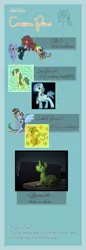 Size: 658x1920 | Tagged: safe, artist:thenecrobalam, derpibooru import, applejack, rainbow dash, oc, oc:codex scrap, earth pony, gryphon, pegasus, pony, unicorn, :p, :t, armor, broken horn, chickub, colt, cute, eye contact, female, filly, flying, frown, glare, grin, hat, headphones, horn, lidded eyes, looking at each other, looking up, male, mare, mouth hold, night, open mouth, prone, raised hoof, raised leg, scrunchy face, smiling, smirk, stallion, tongue out, unshorn fetlocks, wide eyes