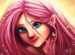 Size: 900x664 | Tagged: safe, artist:manelymolly, derpibooru import, fluttershy, bust, humanized, portrait, solo