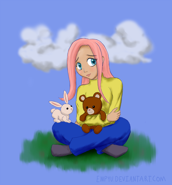 Size: 1000x1077 | Tagged: safe, artist:empyu, derpibooru import, fluttershy, humanized