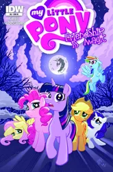 Size: 593x900 | Tagged: applejack, artist:tonyfleecs, comic, comic cover, cover, derpibooru import, everfree forest, fluttershy, idw, mane six, mare in the moon, moon, night, official, official comic, pinkie pie, rainbow dash, rarity, safe, twilight sparkle