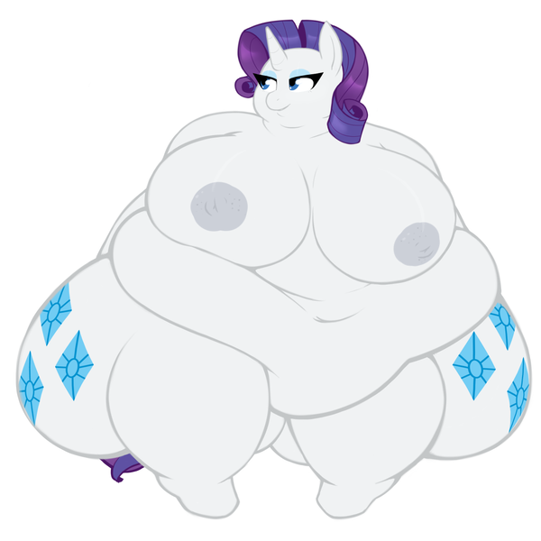 Size: 1000x1000 | Tagged: anthro, artist:redintravenous, bbw, big breasts, breasts, busty rarity, fat, female, huge breasts, impossibly large belly, impossibly large breasts, impossibly large butt, impossibly wide hips, morbidly obese, nipples, nudity, obese, questionable, raritubby, rarity, rearity, wide hips