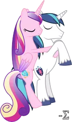 Size: 4640x7810 | Tagged: absurd resolution, artist:90sigma, bipedal, cuddling, derpibooru import, hug, princess cadance, safe, shining armor, simple background, sleeping, snuggling, spooning, transparent background, vector