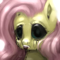 Size: 600x600 | Tagged: grimdark, artist:marinakirby, derpibooru import, fluttershy, pony, blood, solo