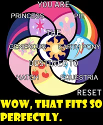 Size: 616x749 | Tagged: derpibooru import, destiny generator, meme, pinkie pie, princess, safe, text, yellow words