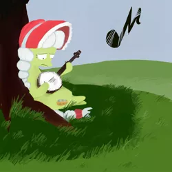 Size: 1000x1000 | Tagged: artist:ciircuit, artist:ne556, banjo, derpibooru import, granny smith, musical instrument, safe, tree, young, young granny smith