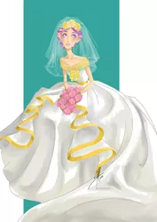 Size: 752x1063 | Tagged: artist:ladyamaltea, bride, clothes, derpibooru import, dress, humanized, princess cadance, safe, skinny, solo, wedding dress