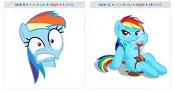 Size: 541x284 | Tagged: suggestive, derpibooru import, rainbow dash, pegasus, pony, keep calm and flutter on, bedroom eyes, exploitable meme, female, gravy, gravy boat, juxtaposition, juxtaposition win, looking at you, mare, meta, reaction image