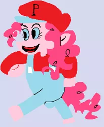 Size: 234x285 | Tagged: safe, artist:ciircuit, artist:ne556, derpibooru import, pinkie pie, bootleg, cosplay, crossover, dian shi ma li, fortran, grand dad, hat, image, mario, meme, png, red teeth, super mario bros.