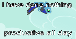 Size: 800x417 | Tagged: safe, artist:atmospark, derpibooru import, oc, unofficial characters only, pegasus, pony, animated, caption, flying, i have done nothing productive all day, image macro, loop, meme, reaction image, solo, text