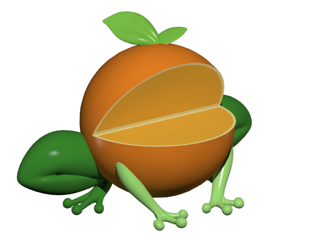 Size: 640x480 | Tagged: safe, artist:clawed-nyasu, derpibooru import, orange frog, frog, 3d, orange, simple background, solo, transparent background