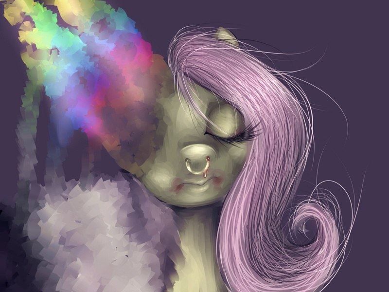 Size: 1600x1200 | Tagged: artist:coffeechicken, blood, derpibooru import, fluttershy, grimdark, piercing