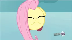 Size: 1366x768 | Tagged: derpibooru import, edit, edited screencap, eyes closed, floppy ears, flutterfrown, fluttershy, frown, keep calm and flutter on, kirby, kirby (character), kirbyfied, kirby fluttershy, safe, screencap, solo