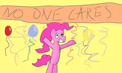 Size: 1280x766 | Tagged: balloon, banner, derpibooru import, happy, party, pinkie pie, safe, streamers