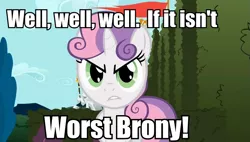 Size: 947x539 | Tagged: safe, derpibooru import, sweetie belle, angry, fourth wall, image macro