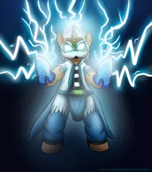 Size: 1500x1700 | Tagged: safe, artist:phokingazn, derpibooru import, ponified, pony, semi-anthro, unicorn, dota, dota 2, lightning, magic, zeus