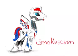 Size: 1056x756 | Tagged: artist:speedfeather, derpibooru import, ponified, safe, smokescreen, transformers, transformers prime