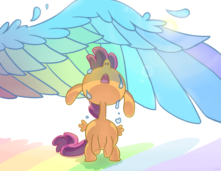 Size: 825x637 | Tagged: artist:hamigaki-momo, crying, derpibooru import, rainbow dash, safe, scootaloo, scootalove