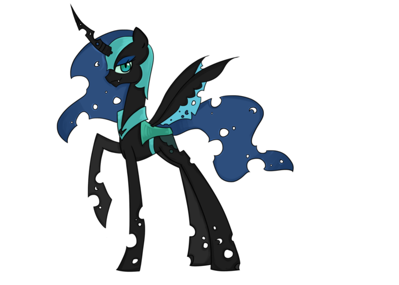 Size: 900x643 | Tagged: artist:annehairball, derpibooru import, fusion, nightmare moon, queen chrysalis, safe