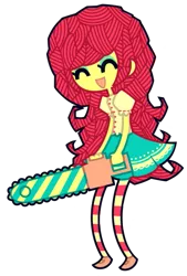 Size: 545x804 | Tagged: artist:nekozneko, chainsaw, derpibooru import, humanized, pinkie pie, safe, skinny