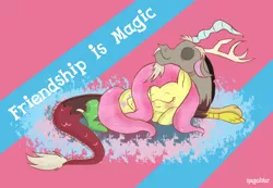 Size: 2600x1800 | Tagged: safe, artist:pastelflakes, derpibooru import, discord, fluttershy, discoshy, female, male, shipping, straight