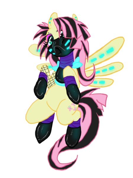 Size: 600x800 | Tagged: artist:candys-killer, cybergoth, derpibooru import, dreadlocks, emoshy, fluttershy, mask, neon, rave, respirator, safe