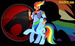 Size: 450x278 | Tagged: abomination, centaur, chimera, cracked, crossover, derpibooru import, hasbro, offspring, photoplasty, rainbow dash, safe, thundercats, toy, tygra, what has science done, whip