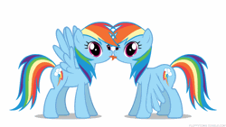 Size: 1280x720 | Tagged: safe, artist:mixermike622, derpibooru import, rainbow dash, animated, double rainbow, duality, eye shimmer, female, flapping, fluffle puffing, lesbian, licking, lol, meme, poni licking poni, self ponidox, selfcest, shipping, tongue out, wingboner
