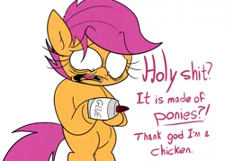 Size: 924x663 | Tagged: artist:extradan, derpibooru import, glue, safe, scootachicken, scootaloo, vulgar