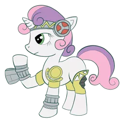 Size: 1280x1280 | Tagged: safe, artist:fantasyglow, derpibooru import, sweetie belle, pony, robot, robot pony, unicorn, aigis, blank flank, female, filly, foal, hooves, horn, persona, persona 3, simple background, solo, sweetie bot, transparent background