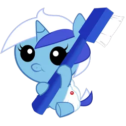 Size: 2133x2133 | Tagged: safe, artist:obisam, derpibooru import, minuette, pony, baby, baby pony, brushie, diaper, filly, foal, solo, toothbrush