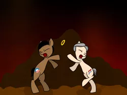 Size: 2000x1500 | Tagged: safe, artist:mistress0812, derpibooru import, ponified, barack obama, fight, lord of the rings, mitt romney, mount doom, politics, sissy slap fight, the one ring