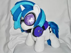 Size: 1280x960 | Tagged: amigurumi, artist:masterplanner, crochet, derpibooru import, headphones, irl, photo, plushie, safe, solo, vinyl scratch