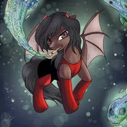 Size: 500x500 | Tagged: safe, derpibooru import, oc, unofficial characters only, bat pony, pony, mulp, paintbrush, skull