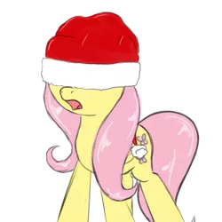 Size: 4000x4000 | Tagged: safe, artist:caumen, derpibooru import, fluttershy, absurd resolution, hat, santa hat, solo