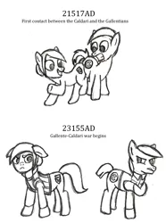 Size: 2048x2760 | Tagged: angry, artist:commissarprower, butt bump, butt to butt, butt touch, caldari, crossover, derpibooru import, eve online, gallente, older, ponified, safe, sketch, wip