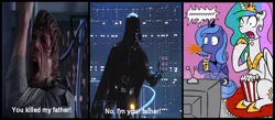 Size: 1000x437 | Tagged: comic, darth vader, derpibooru import, juice, luke skywalker, meme, popcorn, princess celestia, princess luna, safe, shocked, spoiler, star wars