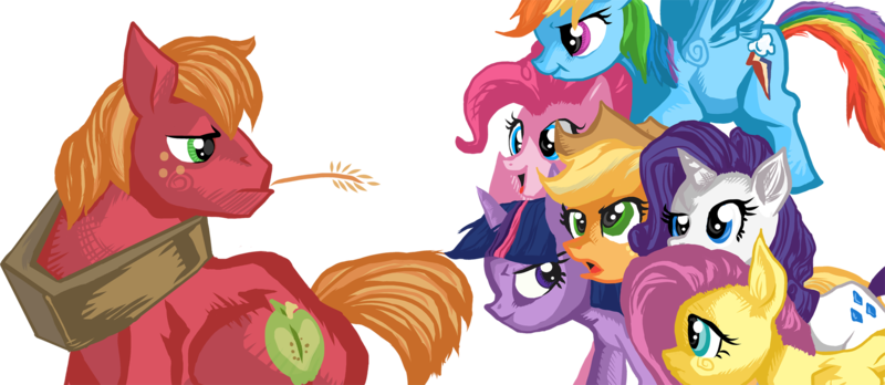 Size: 2000x869 | Tagged: safe, artist:dunnstar, derpibooru import, applejack, big macintosh, fluttershy, pinkie pie, rainbow dash, rarity, twilight sparkle, earth pony, pony, cover art, fanfic art, fanfic cover, male, mane six, stallion