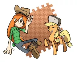 Size: 876x705 | Tagged: accessory swap, applejack, artist:tachikawa, clothes swap, crossover, derpibooru import, gravity falls, hat, hat swap, pixiv, safe, wendy corduroy