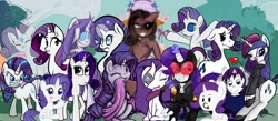 Size: 1218x530 | Tagged: acetic rarity, alternate universe, ask, a touch of diamonds, derpibooru import, gamer rarity, group shot, lil-miss rarity, multiverse, rarity, sadistic rarity, safe, tag all the ponies, tumblr