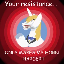 Size: 500x500 | Tagged: comic sans, derpibooru import, hoers, hornboner, meme, prince blueblood, safe, wat, your resistance