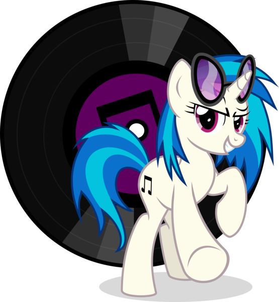 Size: 5068x5475 | Tagged: safe, artist:takua770, derpibooru import, vinyl scratch, pony, unicorn, absurd resolution, cutie mark, female, glasses, hooves, horn, mare, record, simple background, smiling, solo, sunglasses, teeth, transparent background, vector