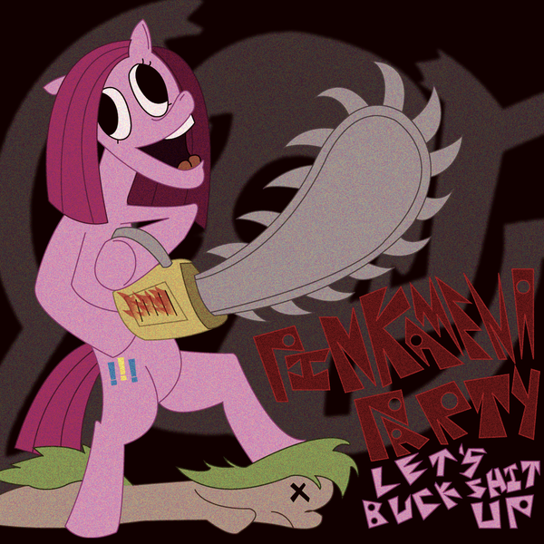 Size: 1000x1000 | Tagged: semi-grimdark, artist:supersaw hoover, derpibooru import, pinkie pie, earth pony, pony, 2012, abuse, album, album cover, bandcamp, bipedal, breakcore, chainsaw, charity, cover art, creepy, dead, derp, drum & bass, exclamation point, extratone, female, gabber, hardcore, harsh noise, let's buck shit up, mare, metal as fuck, music, noise, noisecore, pinkamena diane pie, pinkamena party, schranz, speedcore, splittercore, terrorcore, vulgar, x eyes