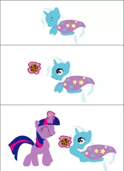 Size: 650x894 | Tagged: safe, artist:lottapotatosalad, derpibooru import, trixie, twilight sparkle, comic, cookie, happy, sad