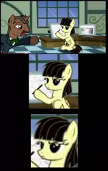 Size: 512x808 | Tagged: safe, derpibooru import, screencap, wild fire, earth pony, pegasus, pony, bronies: the extremely unexpected adult fans of my little pony, female, hoof hold, john de lancie, john stahp, male, mare, pouting, sibsy, stallion, unamused, wild fire is not amused